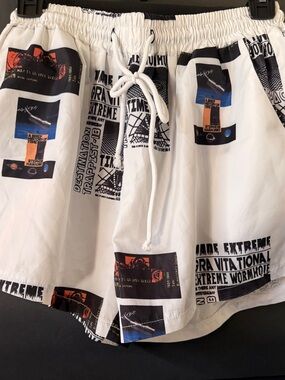 2 Pair SHEIN White  & Black Lined Drawstring Shorts